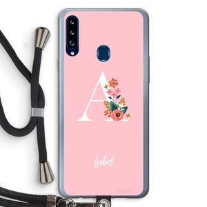 Pink Bouquet: Samsung Galaxy A20s Transparant Hoesje met koord