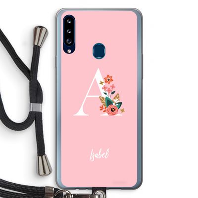 Pink Bouquet: Samsung Galaxy A20s Transparant Hoesje met koord