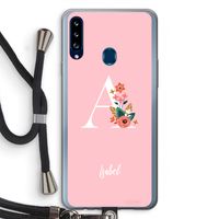 Pink Bouquet: Samsung Galaxy A20s Transparant Hoesje met koord