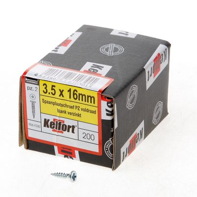 Kelfort Spaanplaatschroef platverzonken kop verzinkt pozidriv voldraad 3.5 x 16mm