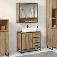Badkamermeubelset 2 pcs artisanaal eikenkleurig 65 x 33 x 60 cm