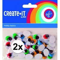 2x Zelfklevende wiebelogen met gekleurde wimper 40 stuks - thumbnail