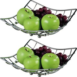 2x Metalen fruitschalen/fruitmanden 26 x 24 x 9 cm