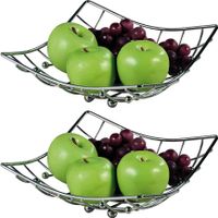 2x Metalen fruitschalen/fruitmanden 26 x 24 x 9 cm