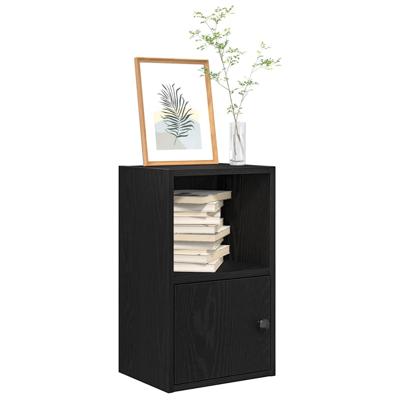 Boekenkast 31x24x52 cm bewerkt hout zwart eikenkleurig