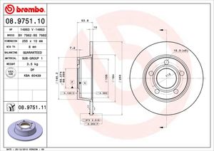 Remschijf BREMBO, Remschijftype: Massief, u.a. für Audi