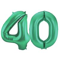 Leeftijd feestartikelen/versiering grote folie ballonnen 40 jaar glimmend groen 86 cm - Ballonnen