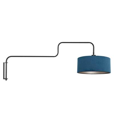 Steinhauer WandlampBloeba zwart met blauwe kap - 4180ZW
