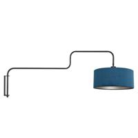 Steinhauer WandlampBloeba zwart met blauwe kap - 4180ZW