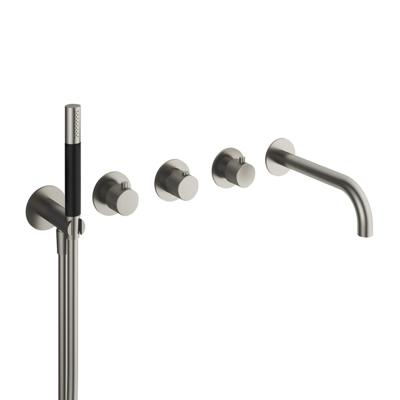Hotbath Cobber X afbouwdeel voor douchethermostaat met 2 stopkranen met uitloop p geborsteld nikkel CX7072EXTGN