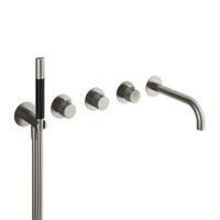 Hotbath Cobber X afbouwdeel voor douchethermostaat met 2 stopkranen met uitloop p geborsteld nikkel CX7072EXTGN