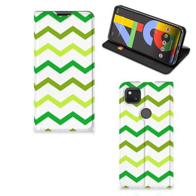 Google Pixel 4a | Hoesje met Magneet | Zigzag Groen