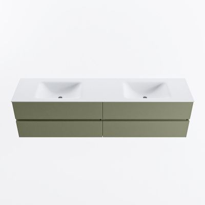 MONDIAZ VICA 190cm badmeubel onderkast Army 4 lades. Wastafel CLOUD dubbel 2 kraangaten, kleur Talc.