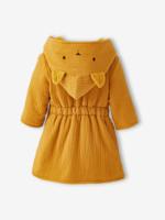 Biologisch katoenen gaas* baby badjas, aanpasbaar okergeel