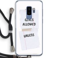 No Girls Allowed Unless: Samsung Galaxy S9 Plus Transparant Hoesje met koord