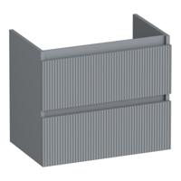 Brauer Joy Wavy - Onderkast Ondiep - 60 cm - met 2 Softclose Lades Greeploos en 1 Sifon Uitsparing - Mat Grijs