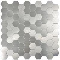 Zelfklevende Hexagon Mozaïek Tegels - Geborsteld Zilver - 291x286x4mm