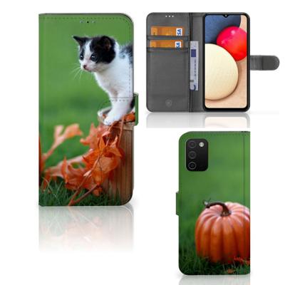 Samsung Galaxy A03s | Telefoonhoesje | Met pasjeshouder | Kitten