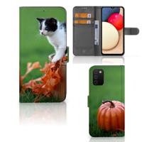 Samsung Galaxy A03s | Telefoonhoesje | Met pasjeshouder | Kitten