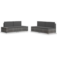 4-delige Loungeset poly rattan grijs