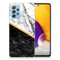 Samsung Galaxy A72 | TPU | Siliconen hoesje | Marmer Wit Zwart - Origineel Cadeau Man