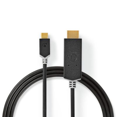 Nedis CCBW64655AT20 Usb-adapter Usb 3.2 Gen 1 Usb Type-c™ Male Hdmi™ Connector 2.00 M Rond Verguld Pvc Antraciet Window Box