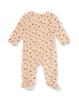 HEMA Newborn jumpsuit velours hartjes lichtbruin (lichtbruin)