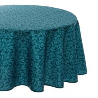 Tafelkleed van polyester rond diameter 180 cm - blad print blauw - Eettafel tafelkleden