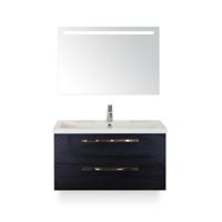 Seville Badmeubelset 100 cm - Black Oak - Wastafel Djazz 1 kraangat - met Sence Spiegel