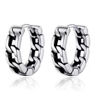 Mendes RVS Heren Oorringen zilverkleurig met schakelstructuur