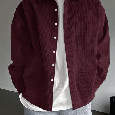 Bon&Bon Heren Corduroy Shirt - Beige Relaxed Fit Overshirt met Lange Mouwen Bordeaux / XL