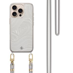 iPhone 16 Pro Max hoesje met grijs koord - Abstract waves