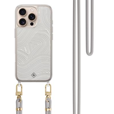 iPhone 16 Pro Max hoesje met grijs koord - Abstract waves