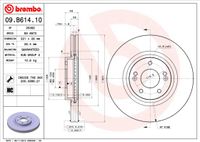 Remschijf BREMBO, Remschijftype: Binnen geventileerd, u.a. fÃ¼r KIA, Hyundai