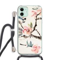 Japanse bloemen: iPhone 11 Transparant Hoesje met koord