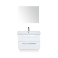 Como Badmeubelset 80 cm - Wit Hoogglans - Keramische Wastafel Wit - met Spiegel