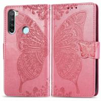 Voor Xiaomi Redmi Note 8 Butterfly Love Flower reliëf horizontale Flip lederen draagtas met beugel/kaartsleuf/portemonnee/Lanyard (roze)