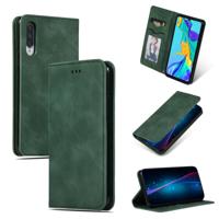 Retro huid voelen Business magnetische horizontale Flip lederen case voor Huawei P30 (Army Green)