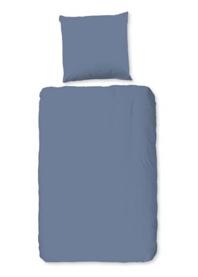 Good Morning Dekbedovertrek "uni dessin" - Blauw - (200x200 cm) - Katoen Flanel