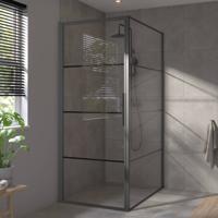 Saqu Devine industriële douchecabine met draaideur incl. antikalk 90x100x210cm mat zwart
