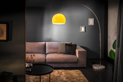 Uitschuifbare booglamp LOUNGE DEAL 175-205cm vloerlamp met oranje marmeren voet - 20747