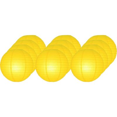 12x Luxe bol lampionnen geel 25 cm