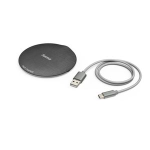 Hama Wireless Charger QI-FC10 Metal 10 W Draadl. Smartphone-oplaadpad Z/w