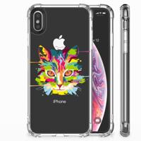 Apple iPhone Xs Max Stevig | Bumper Hoesje | Cat Color