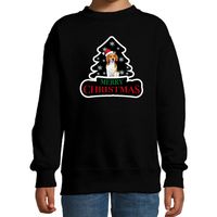 Dieren kersttrui beagle zwart kinderen - Foute honden kerstsweater