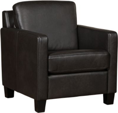 Donkergrijze leren landelijke fauteuil Smart - poot hout zwart - Granada leer Graphite (donkergrijs leer)