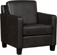 Donkergrijze leren landelijke fauteuil Smart - poot hout zwart - Granada leer Graphite (donkergrijs leer)