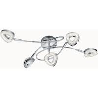 LED Plafondspot 20W - Warm Wit 3000K - 5-Lichts - Rond Mat Chroom Aluminium