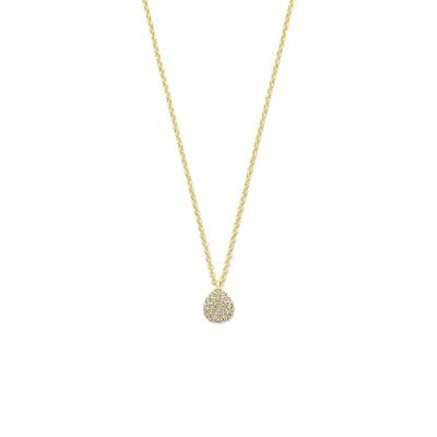 14k Geelgouden Collier met Druppel Hanger en Diamant 0.10ct - 44 cm