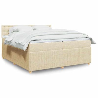 Boxspring met matras stof crèmekleurig 200x200 cm